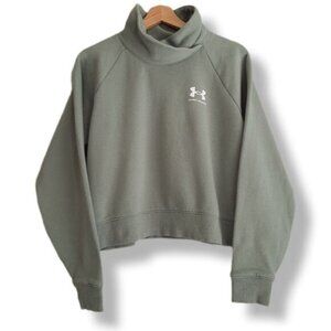 UNDER ARMOUR High Neck Comfy Sweatshirt Sage Green Sz S Flawed